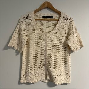 Vero Moda Cream Textured Knit Cardigan Women’s Medium Boho Hippie